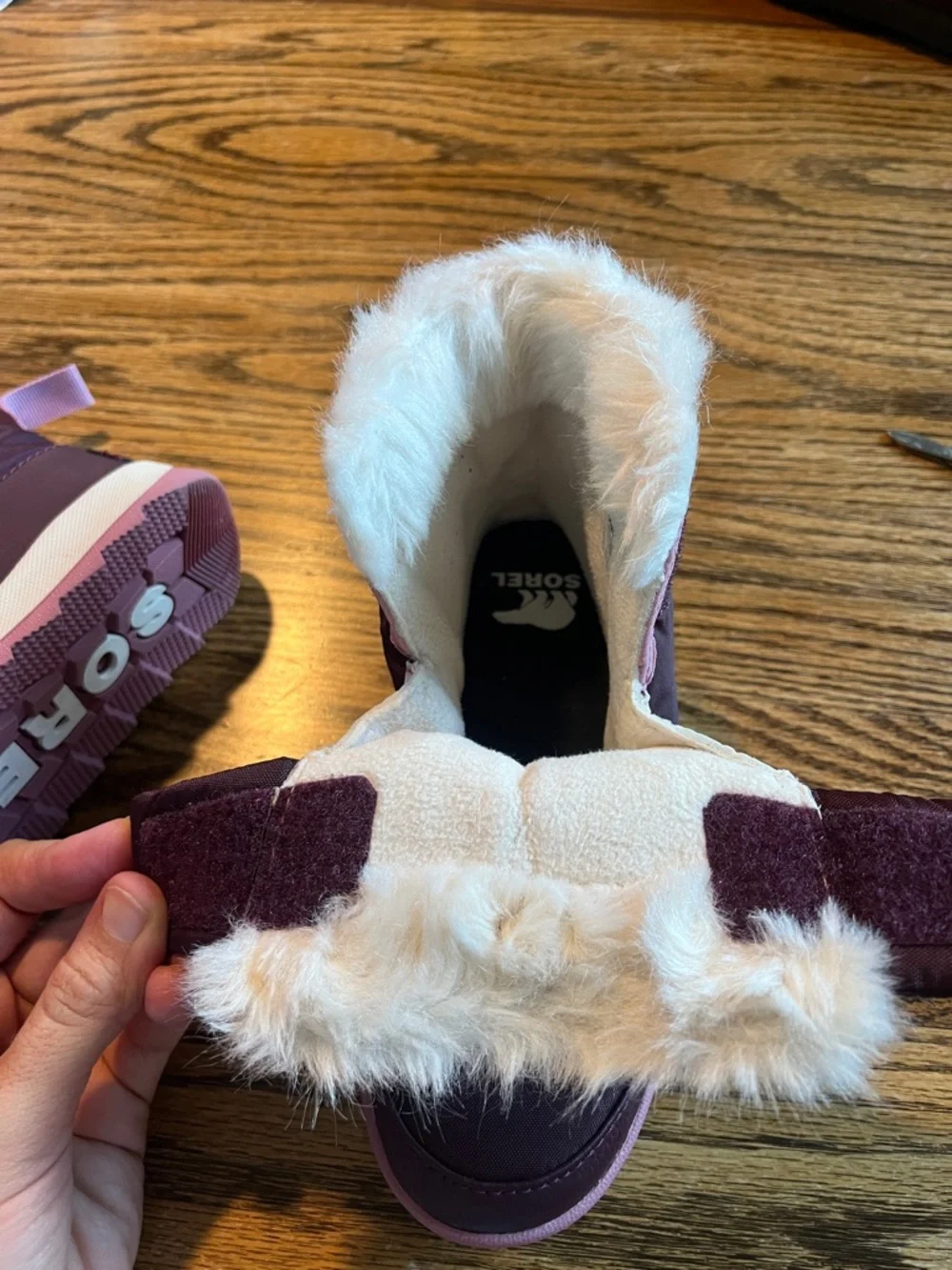 Sorel Kids Burgundy and Pink Waterproof Snow Boots
